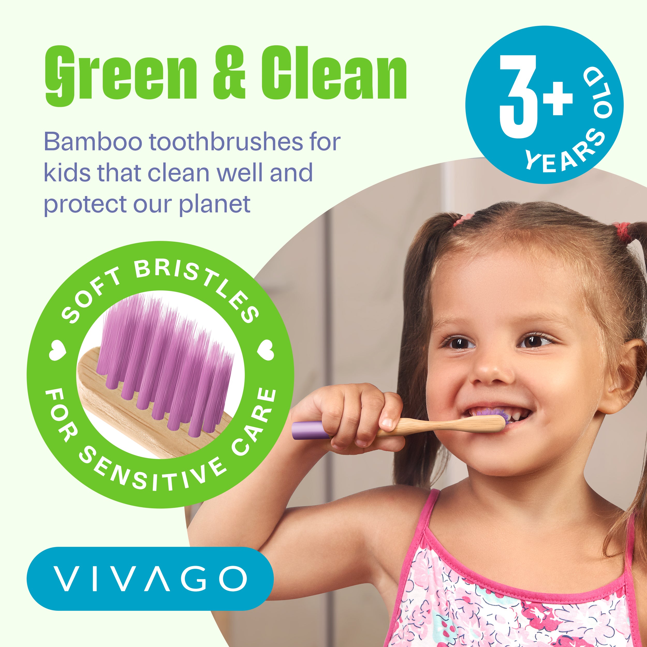 Kids Bamboo Toothbrushes - 6 Pack