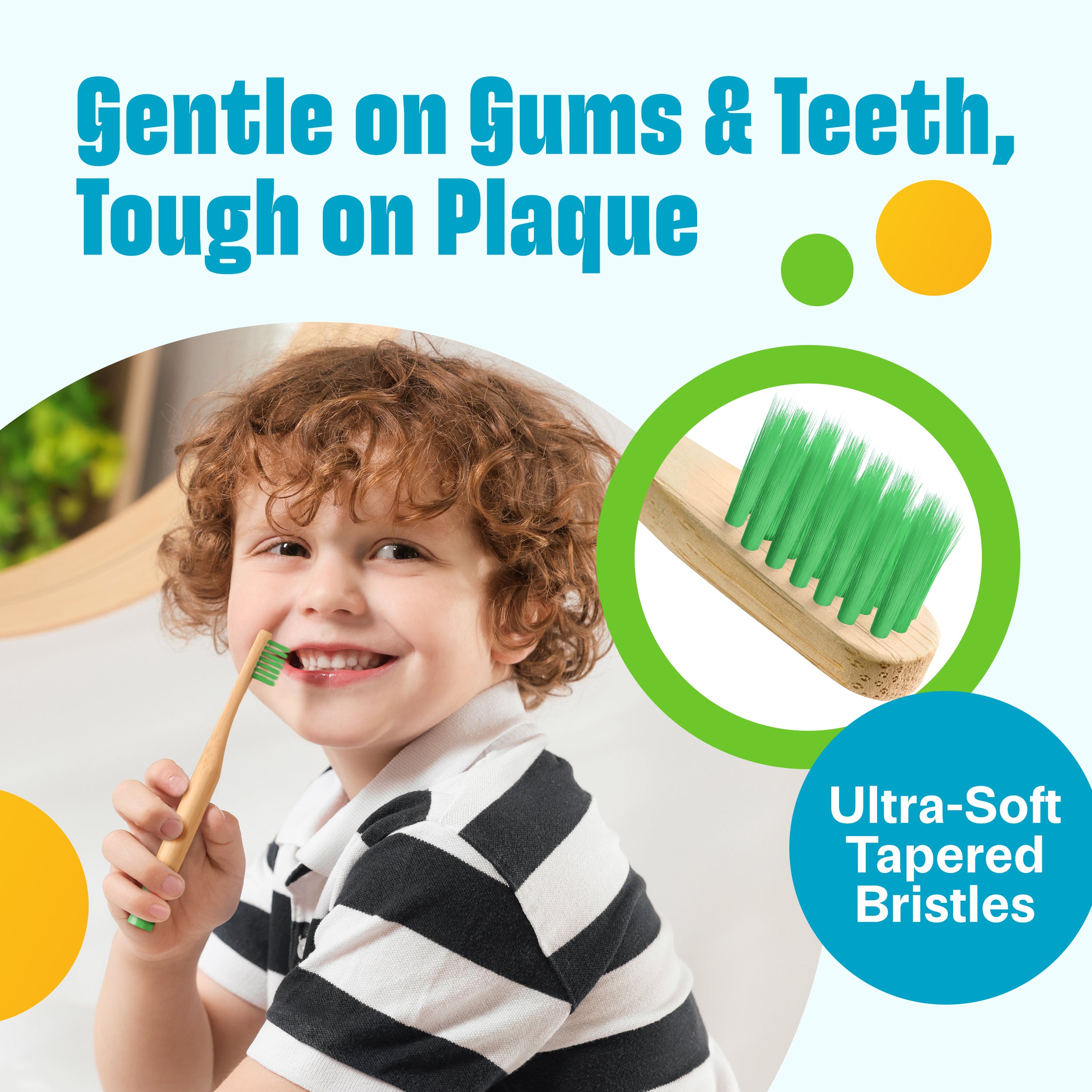 Kids Bamboo Toothbrushes - 6 Pack