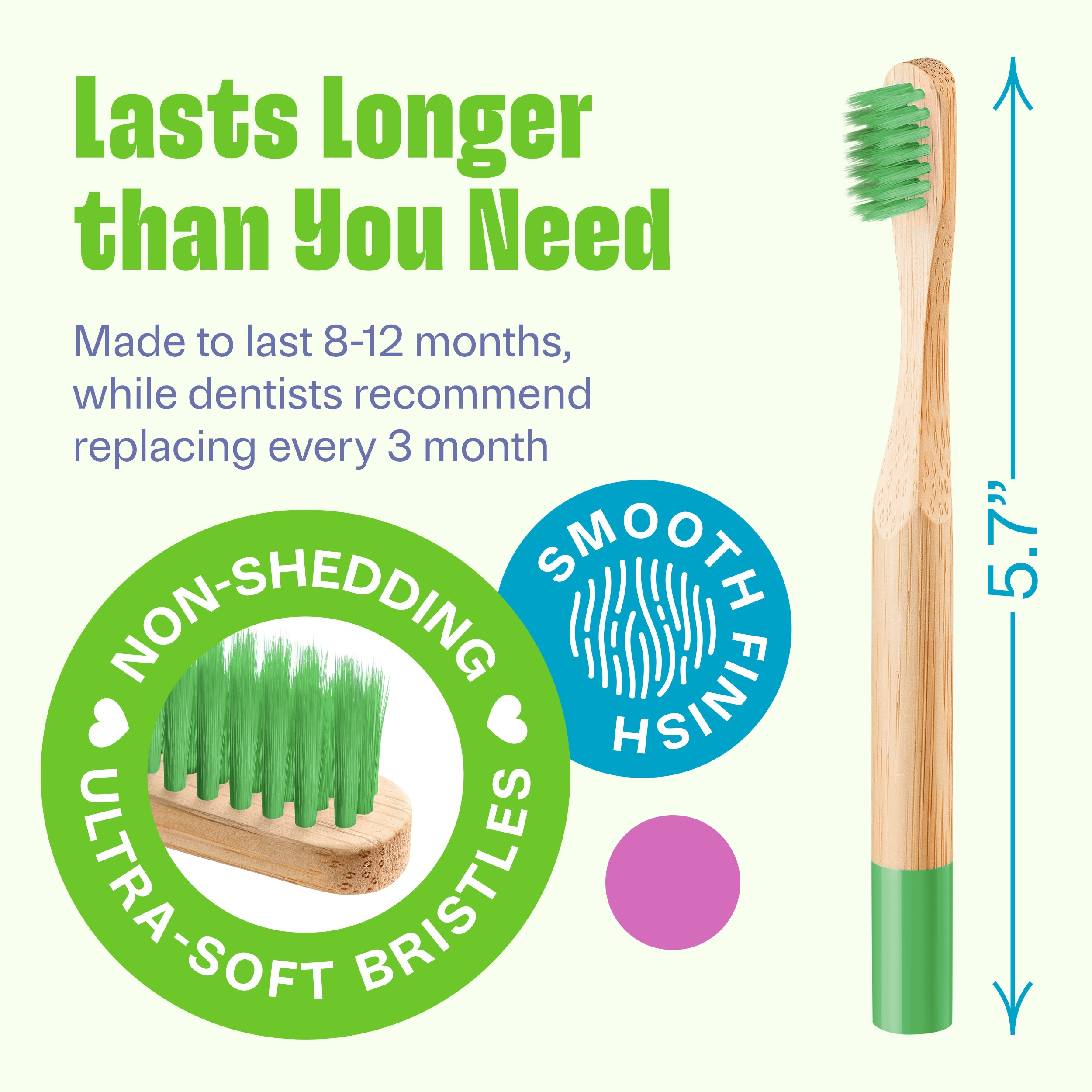 Kids Bamboo Toothbrushes - 6 Pack