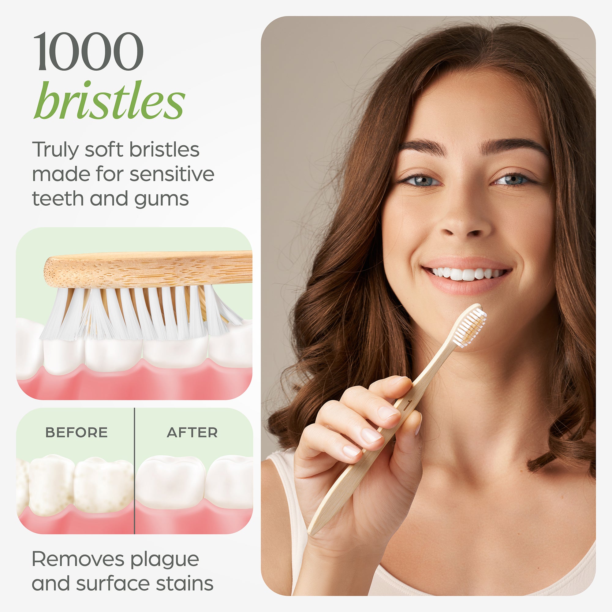 Bamboo Toothbrushes Soft Bristles - 10 Pack