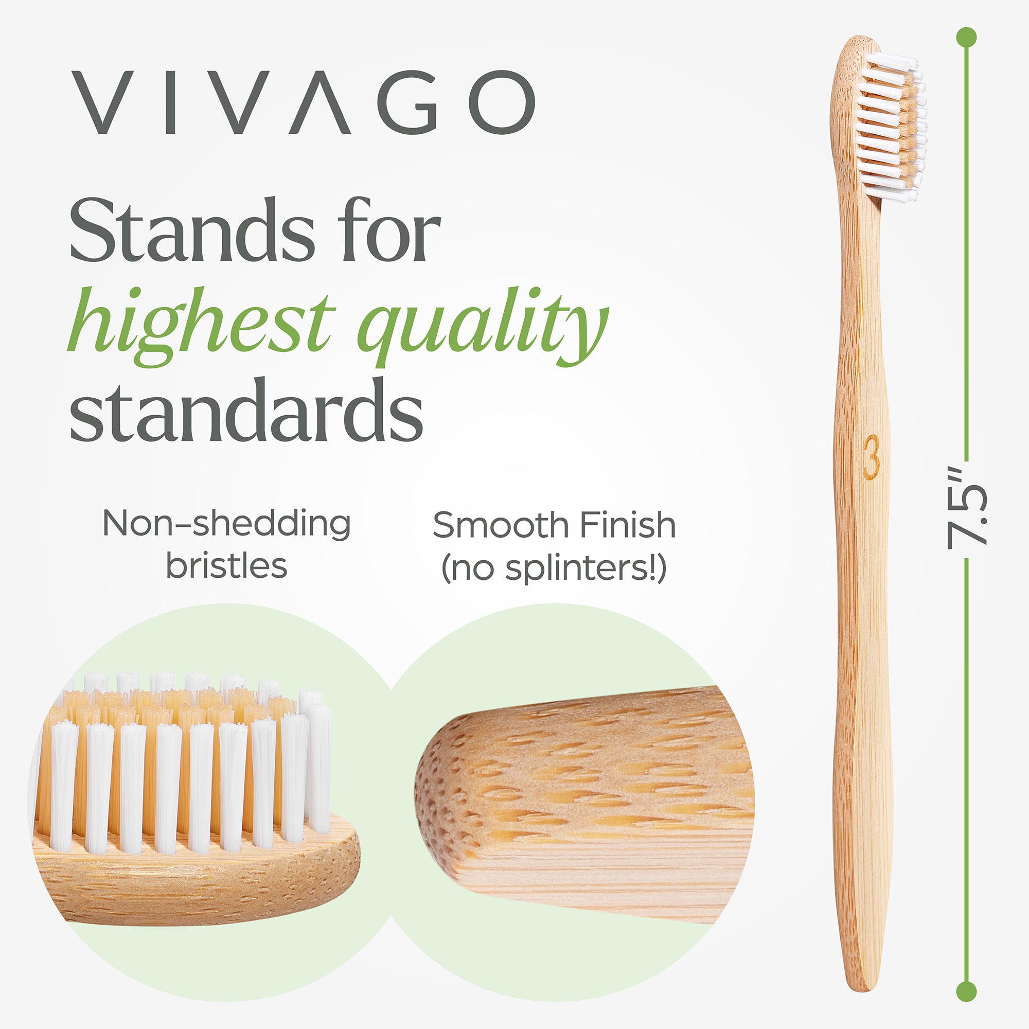 Bamboo Toothbrushes Soft Bristles - 10 Pack