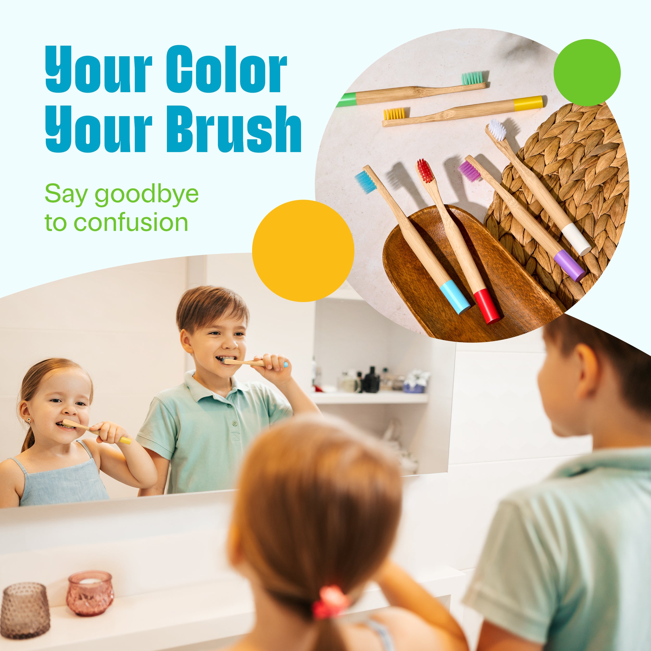 Kids Bamboo Toothbrushes - 6 Pack