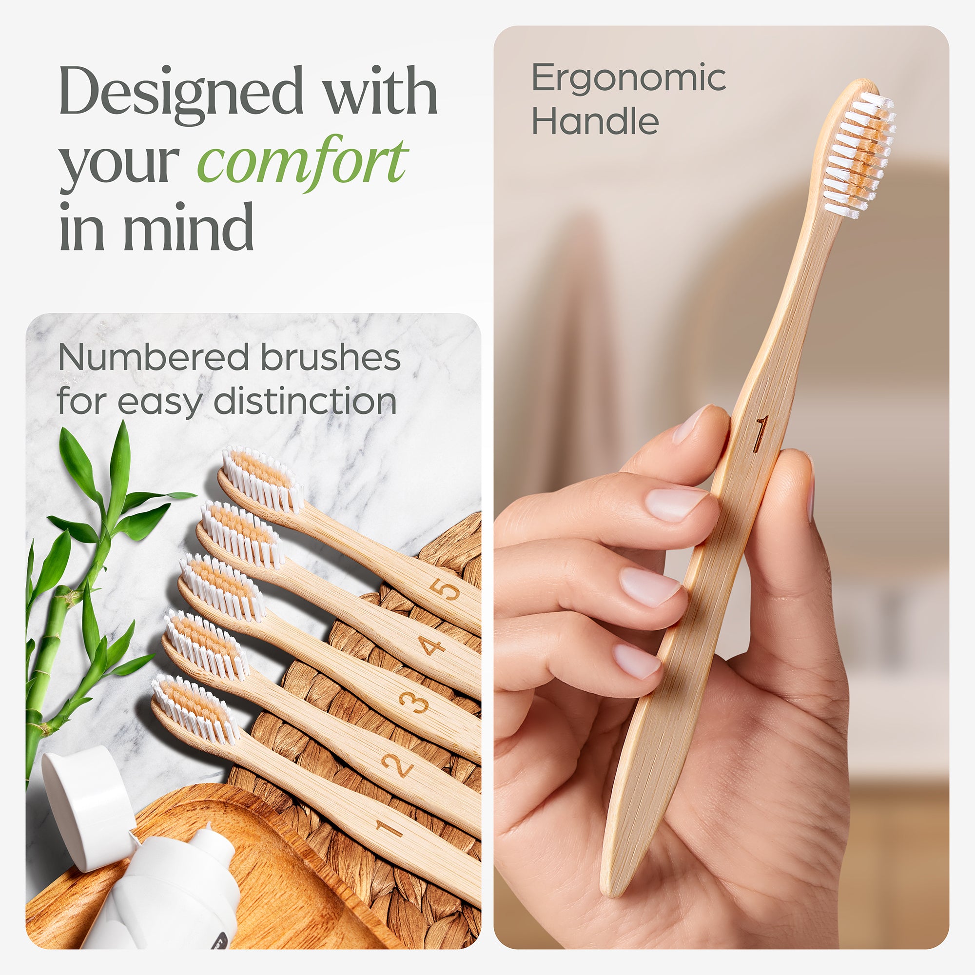 Bamboo Toothbrushes Soft Bristles - 10 Pack