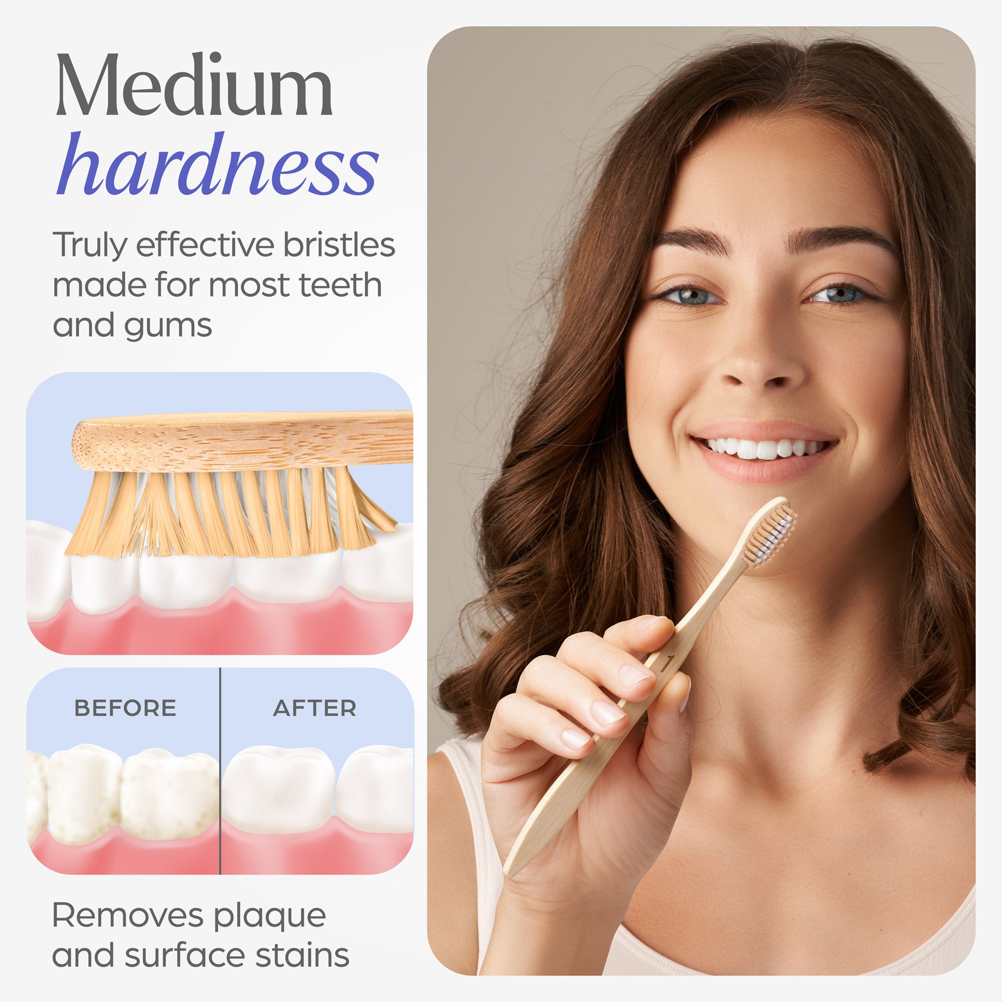 Bamboo Toothbrushes Medium Bristles - 10 Pack