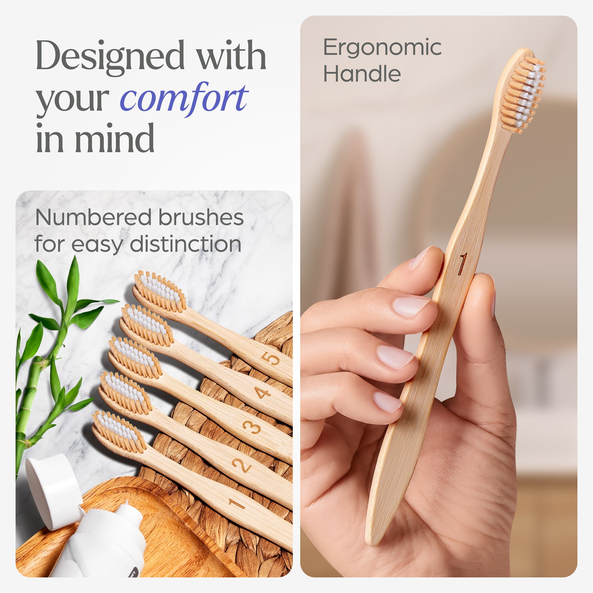 Bamboo Toothbrushes Medium Bristles - 10 Pack