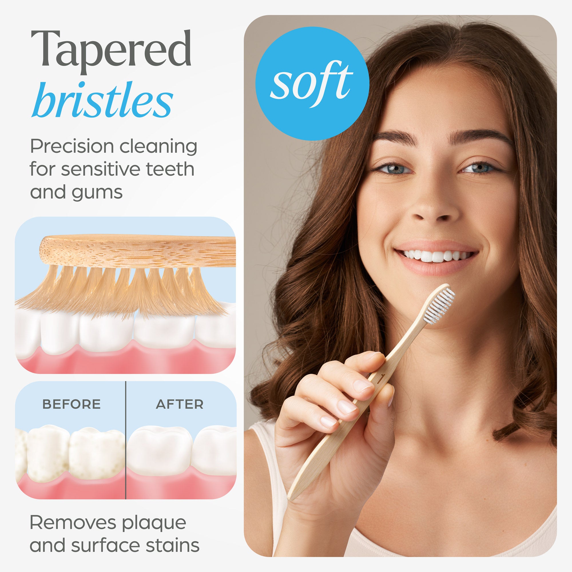 Bamboo Toothbrushes Soft Bristles - 10 Pack