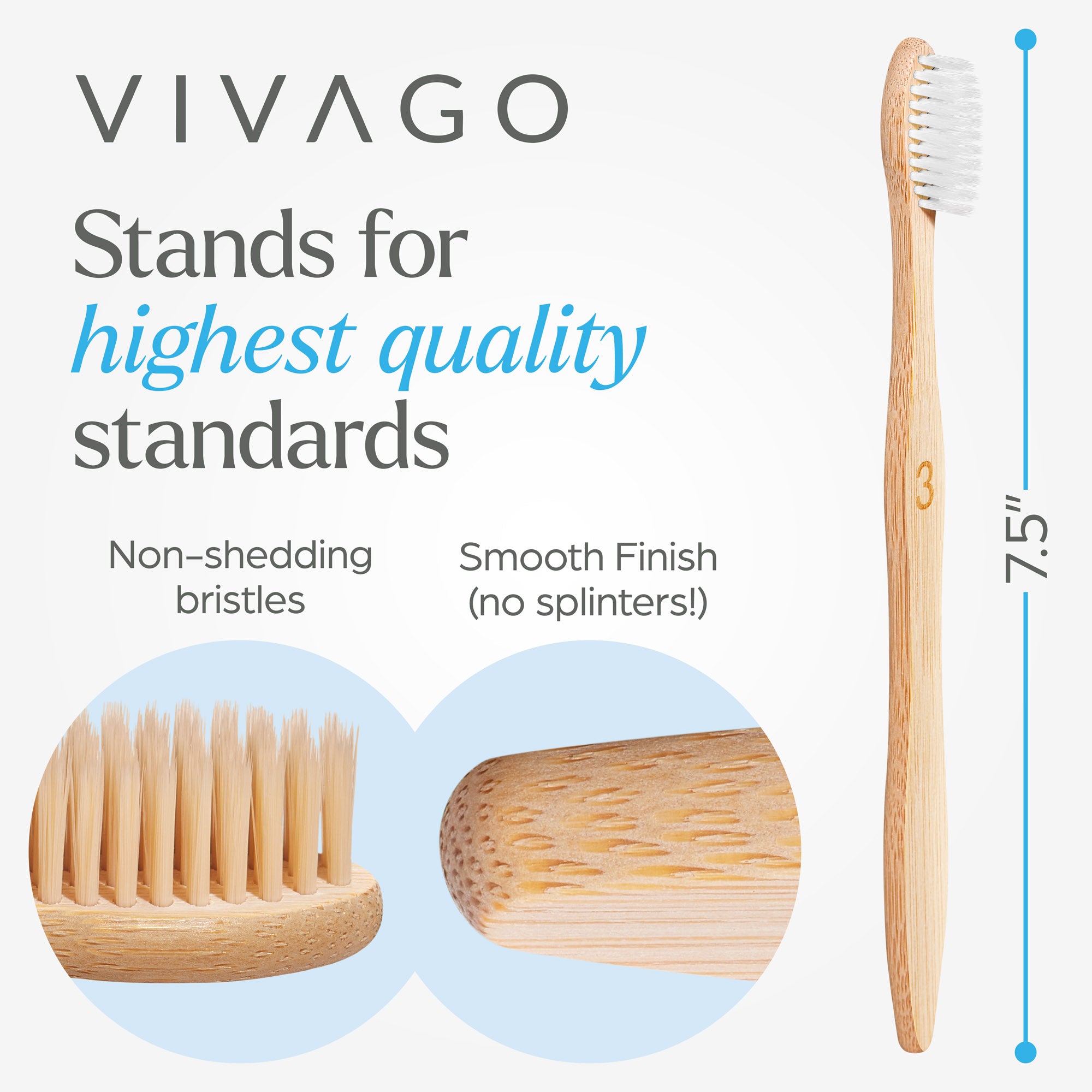 Bamboo Toothbrushes Soft Bristles - 10 Pack