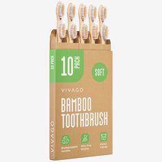 Bamboo Toothbrushes Soft Bristles - 10 Pack