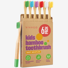 Kids Bamboo Toothbrushes - 6 Pack