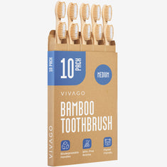 Bamboo Toothbrushes Medium Bristles - 10 Pack